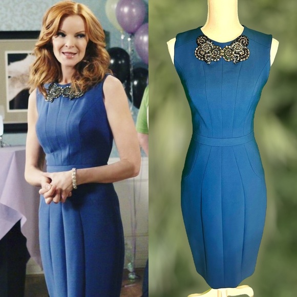 RARE Vintage Jason Wu Pre-Fall 2011 Teal Midi Dress w/ Jeweled Collar Size 4 - Picture 1 of 16